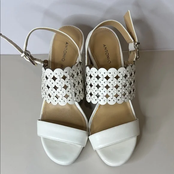 ANTONIO MELANI White Wedge Sandals - Picture 2 of 10